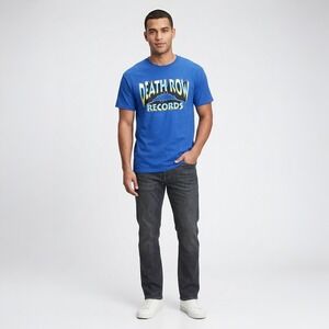 Death Row Records T-Shirt Mens Large Blue Gradient Spellout Graphic Tee NWOT